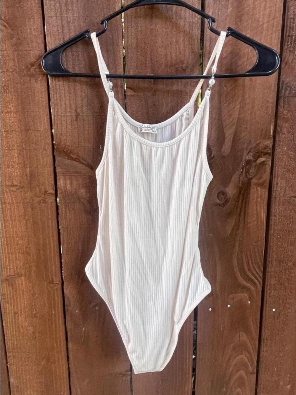 Intimately Free People "Got You" Bodysuit Ivory Basics, Pearl Straps Sz XS